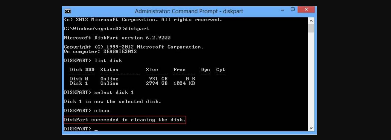 Command Prompt and Diskpart Usage